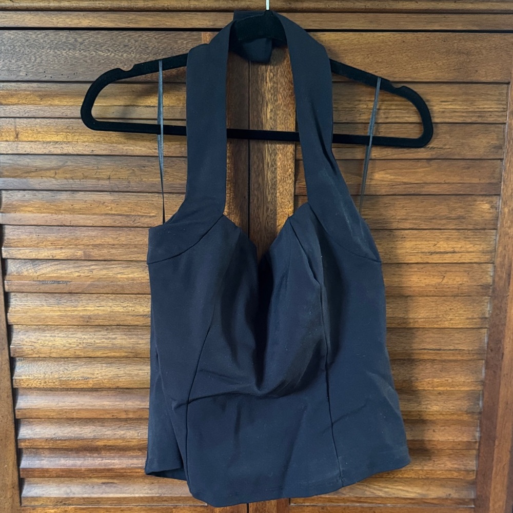 Reformation Black Halter Top